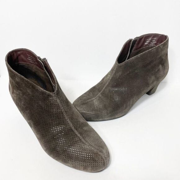 David Tate Fame Metallic Brown Perforated Leather Ankle Boots Size 7.5 - Picture 6 of 11